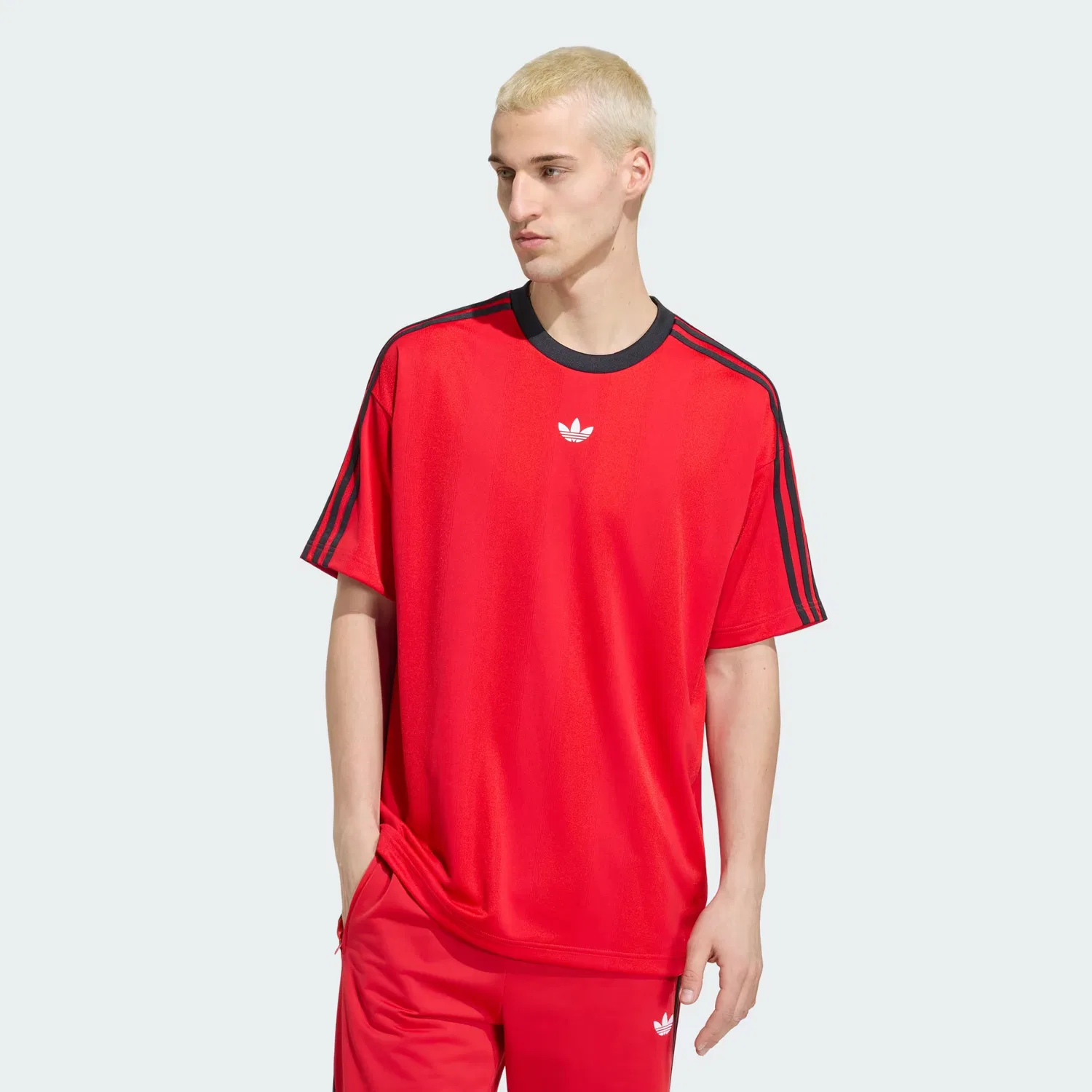 Мужская футболка свободного кроя Adicolor Jacquard Adidas Originals, ярко-красный