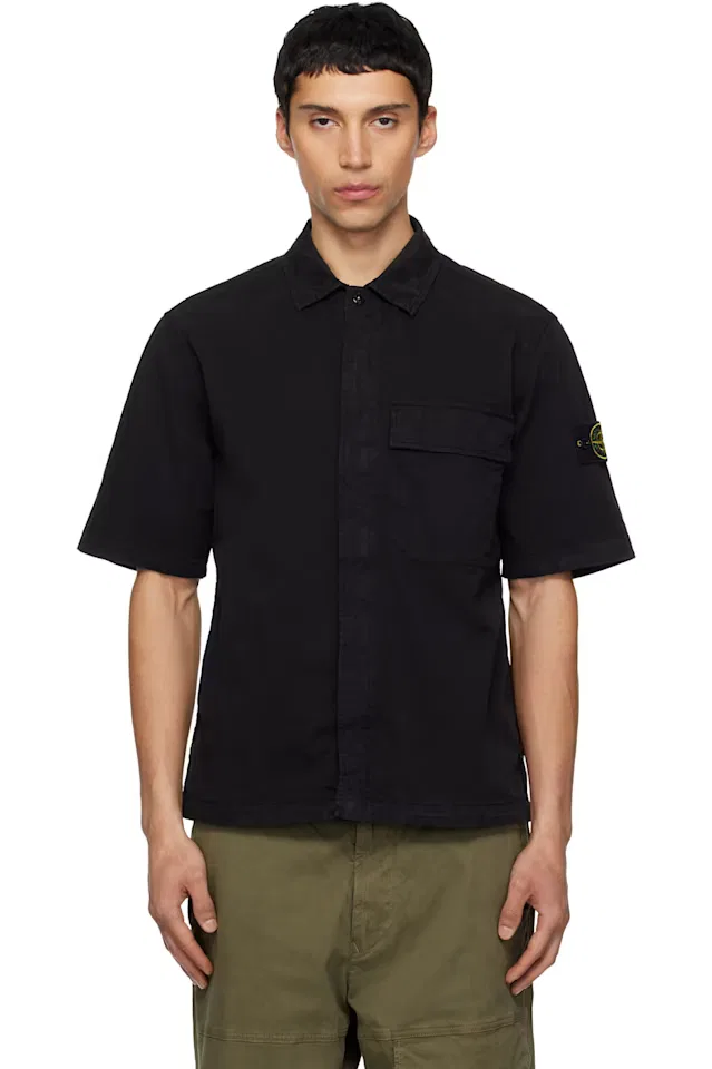 Черная рубашка из эластичного органического хлопка 1100025 Stone Island