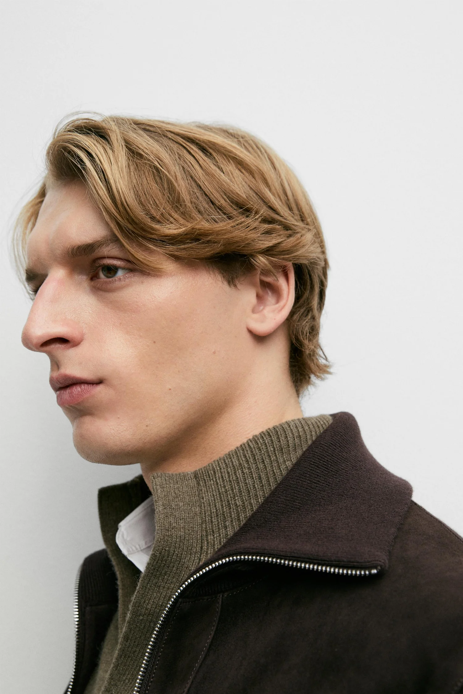 Замшевая куртка Massimo Dutti Mixed fabric, коричневый — фото 4