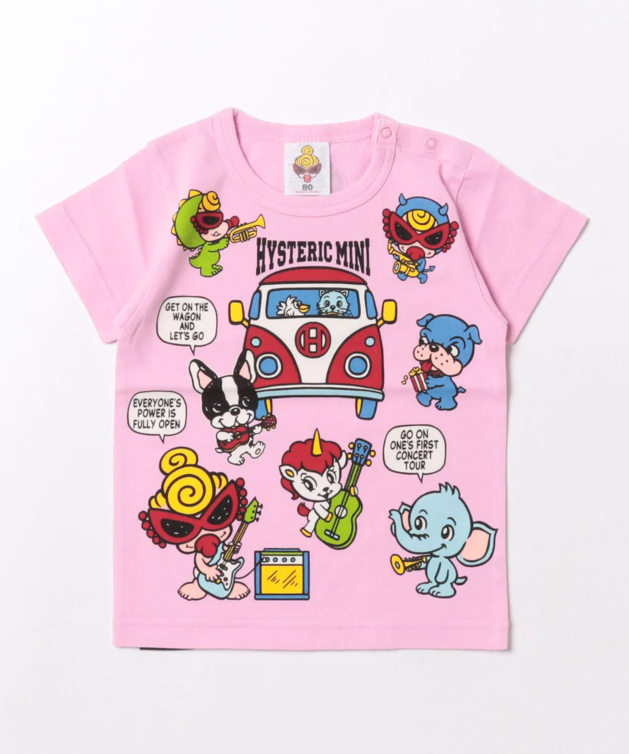 Детская футболка с принтом HYS MINI BAND WAGON PARTY HYSTERIC MINI, Baby Pink