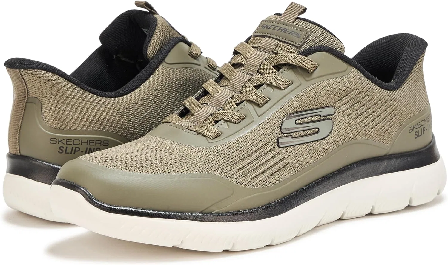 Мужские туфли Skechers Summits Leyter Hands Free Slip-in, Olive Green Black — фото 3