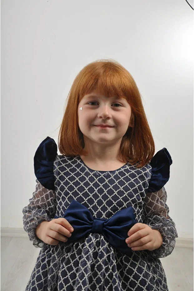 Детское платье для девочек с принтом Filizdens Kids, Navy Blue — фото 2