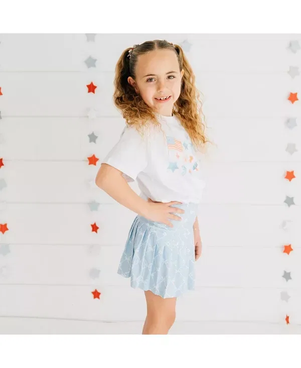 Детская юбка-шорты с принтом для девочек Athletic Skort Sweet Wink, Light Blue — фото 4