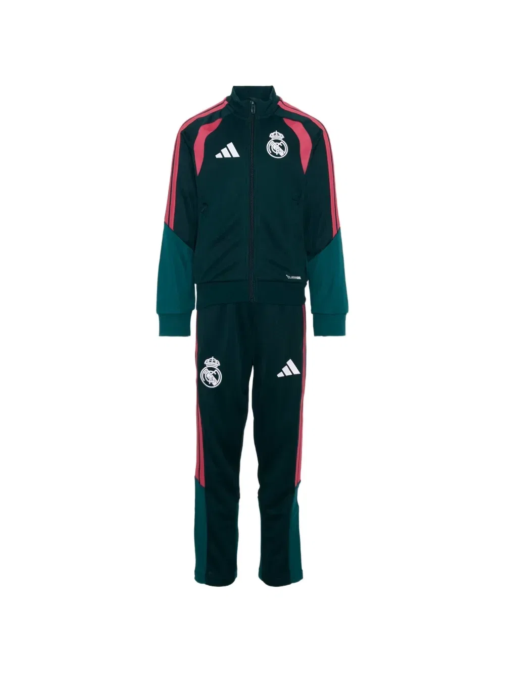 Спортивный костюм X Real Madrid с логотипом и вставками Adidas Kids, зеленый