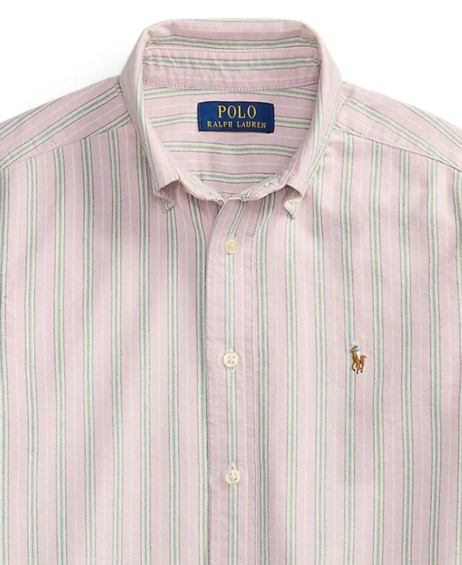 Оксфордская рубашка в полоску с вышивкой Pony Polo Ralph Lauren, Lavender Green Multi — фото 3