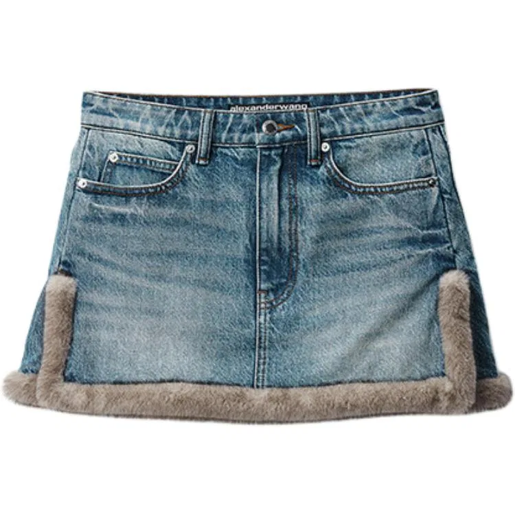 Женская джинсовая юбка-мини Alexander Wang, Light Indigo