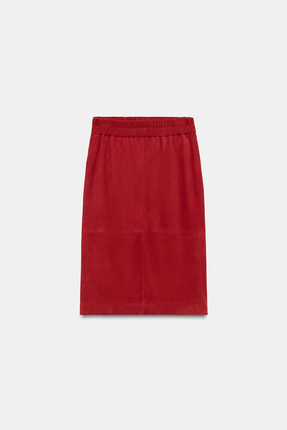 Юбка миди из 100% натуральной кожи от ZW Collection ZARA, Red — фото 2