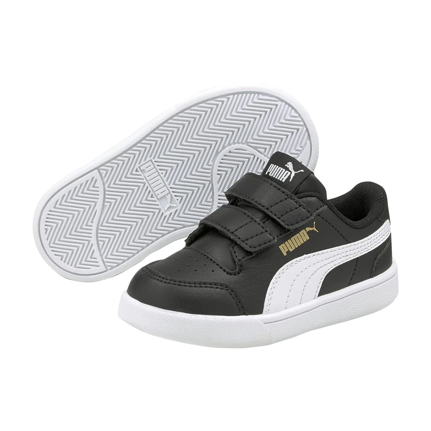 Детские кроссовки с искусственной кожей Shuffle V Puma, Schwarz Weiss — фото 3