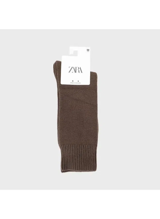 Носки однотонные Zara, коричневый — фото 2