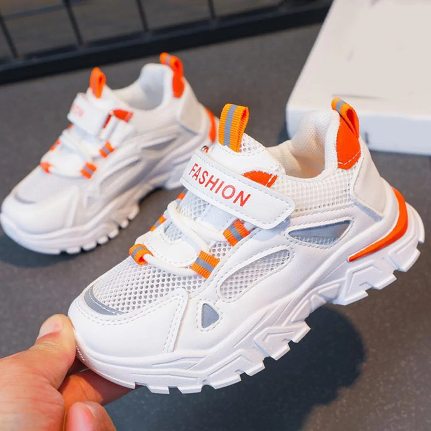 Детские кроссовки для девочек с дышащим верхом, модель Girls Platform Sneakers, Orange — фото 2