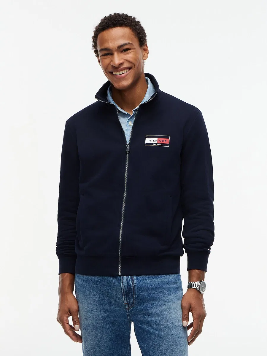 Худи на молнии TOMMY HILFIGER 'Brand Love' темно-синего цвета — фото 2