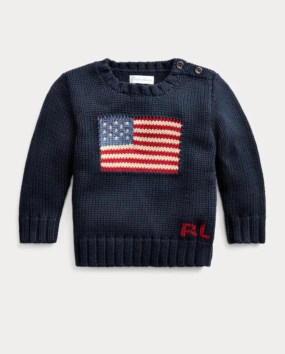 Детский джемпер из хлопка, Unisex Bandera, Polo Ralph Lauren, темно-синий