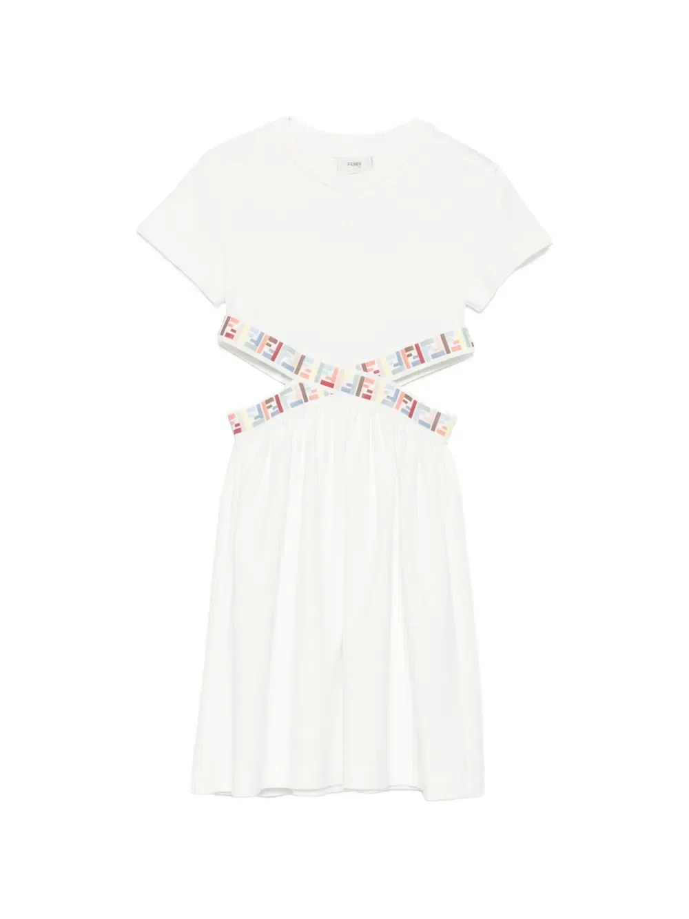 Платье с вырезами с логотипом FF Fendi Kids, белый