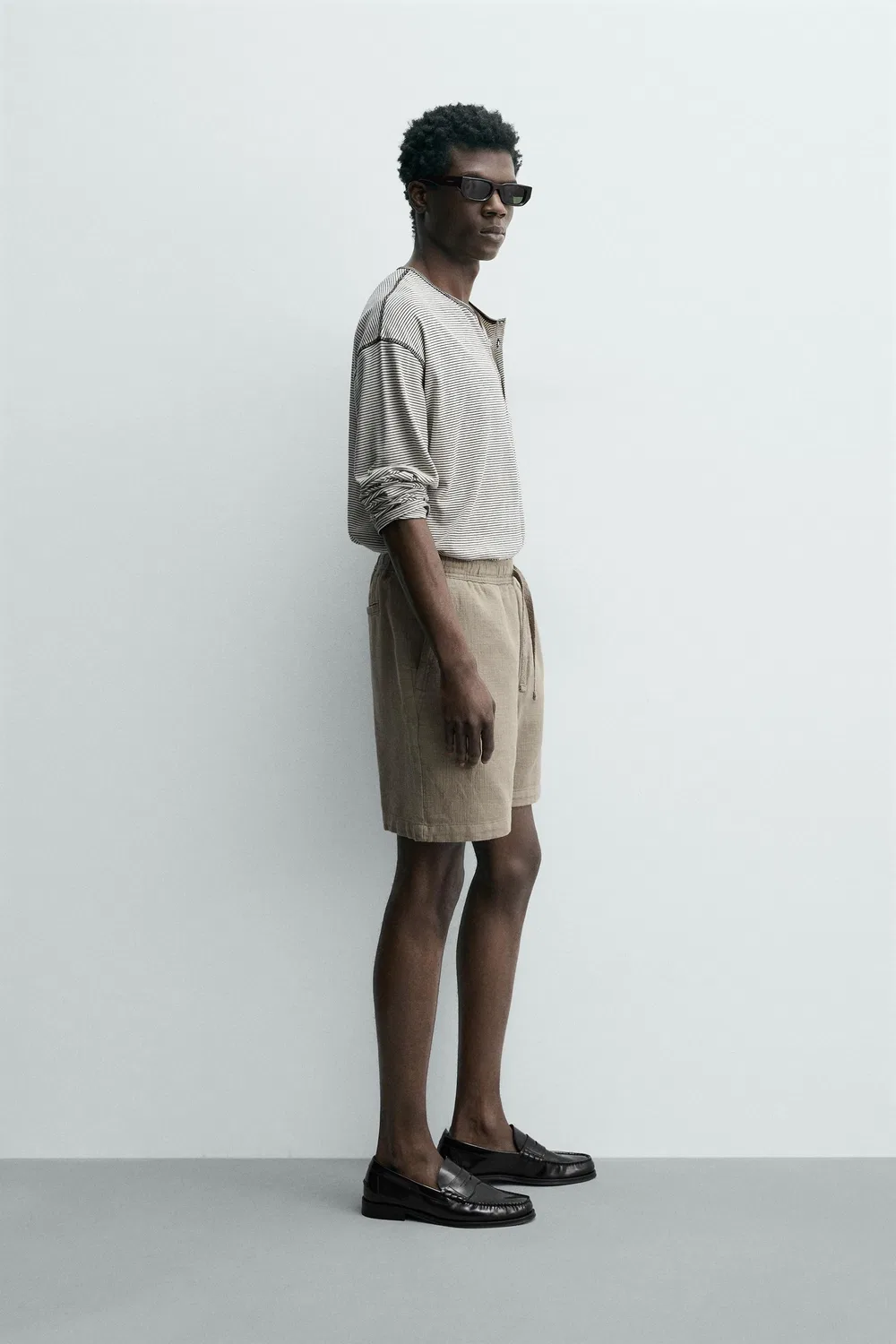 Текстурированные бермудские шорты стандартного кроя ZARA, Mink — фото 4