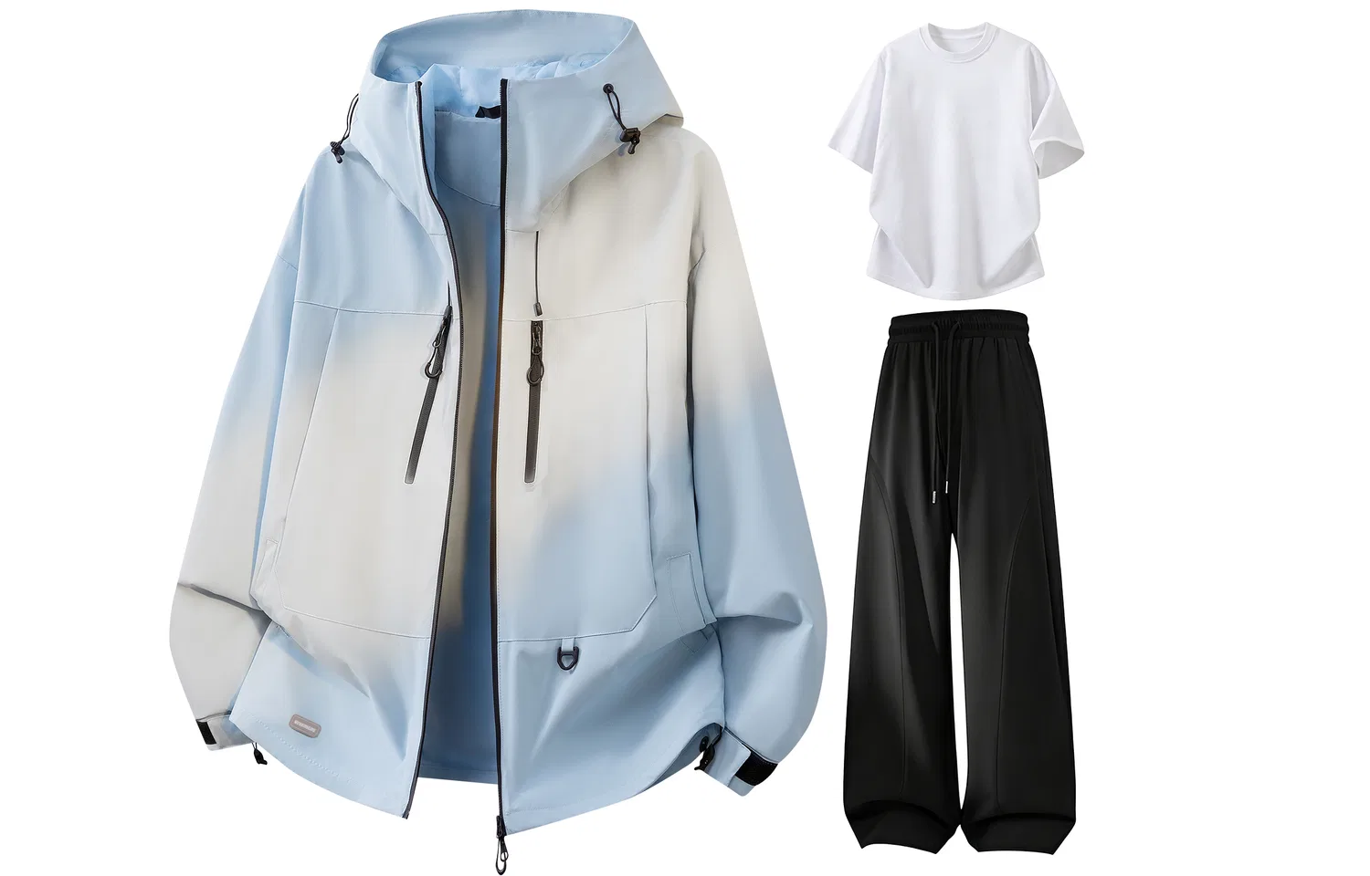 Детский комплект куртка и брюки с капюшоном, ветрозащитный, Glacier Blue+White+Black, WARRIOR