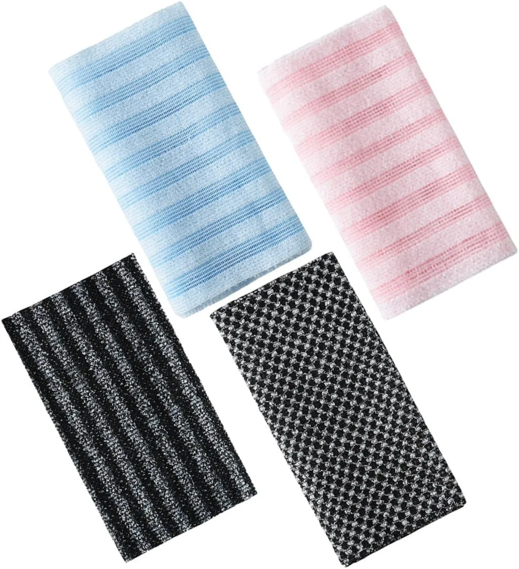Мочалка для пилинга из полиэстера, BELLIFFY, 4 шт, 100x25 см, Многоцветный