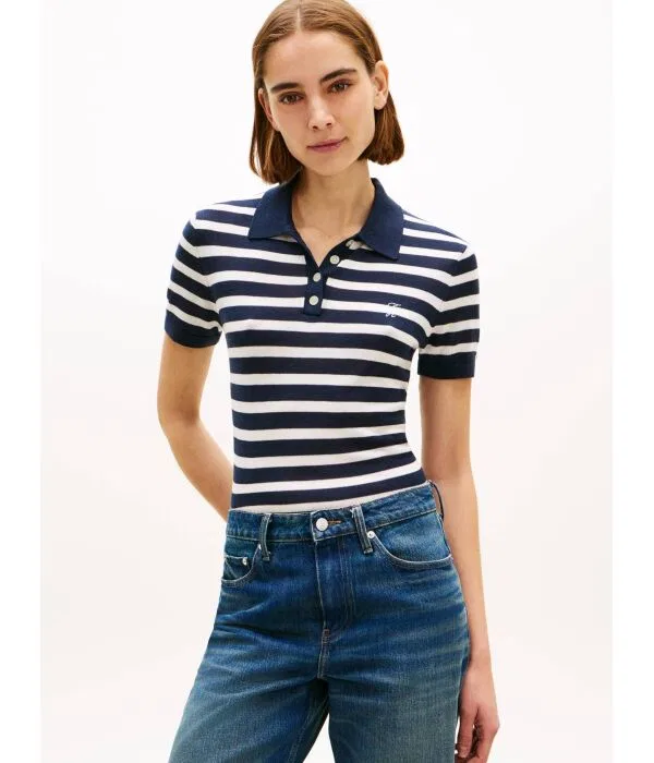Женское поло Slim Fit с шелком Tommy Hilfiger, Blu Marino