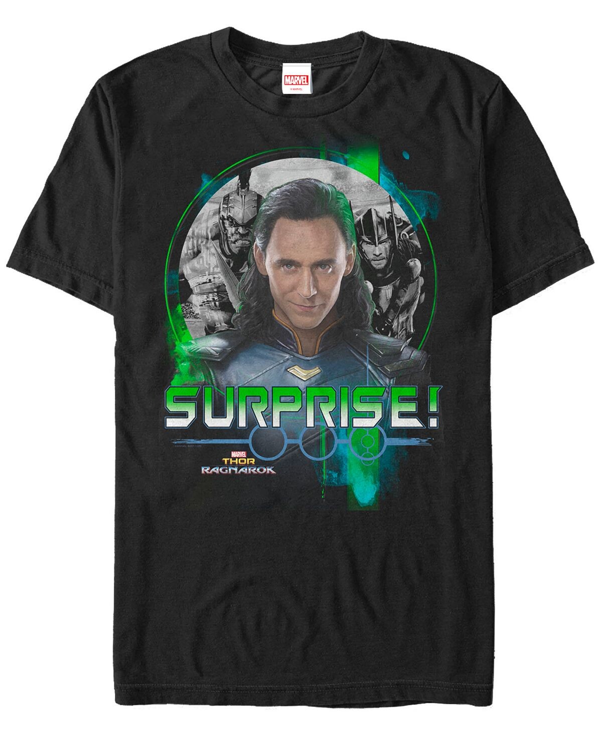 

Мужская футболка с коротким рукавом ragnarok loki surprise marvel Fifth Sun, черный