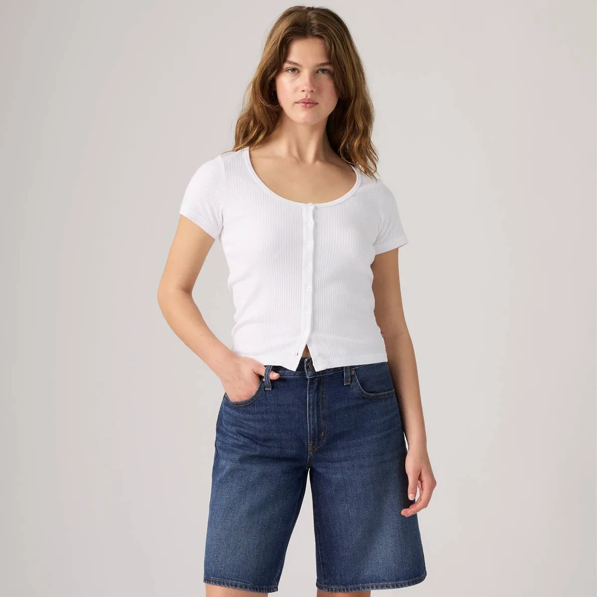 Рубашка с коротким рукавом на пуговицах от Austen Levi's, Bright White - White