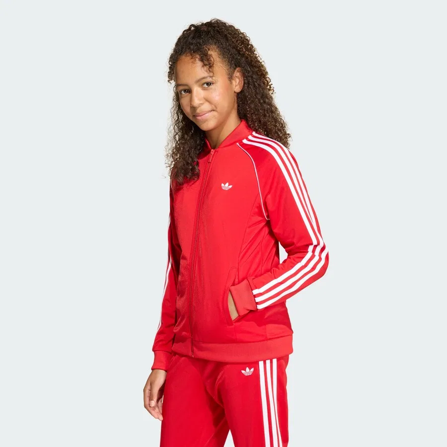Худи на молнии ADIDAS ORIGINALS 'SST Track' ярко-красного цвета — фото 2