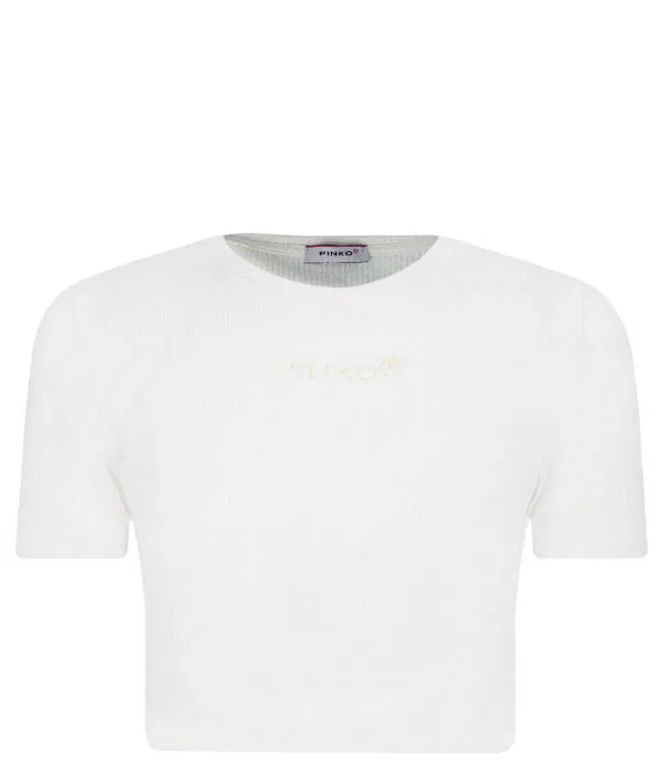 Детская футболка для девочек с принтом T-Shirt Cropped Fit Pinko Up, белый