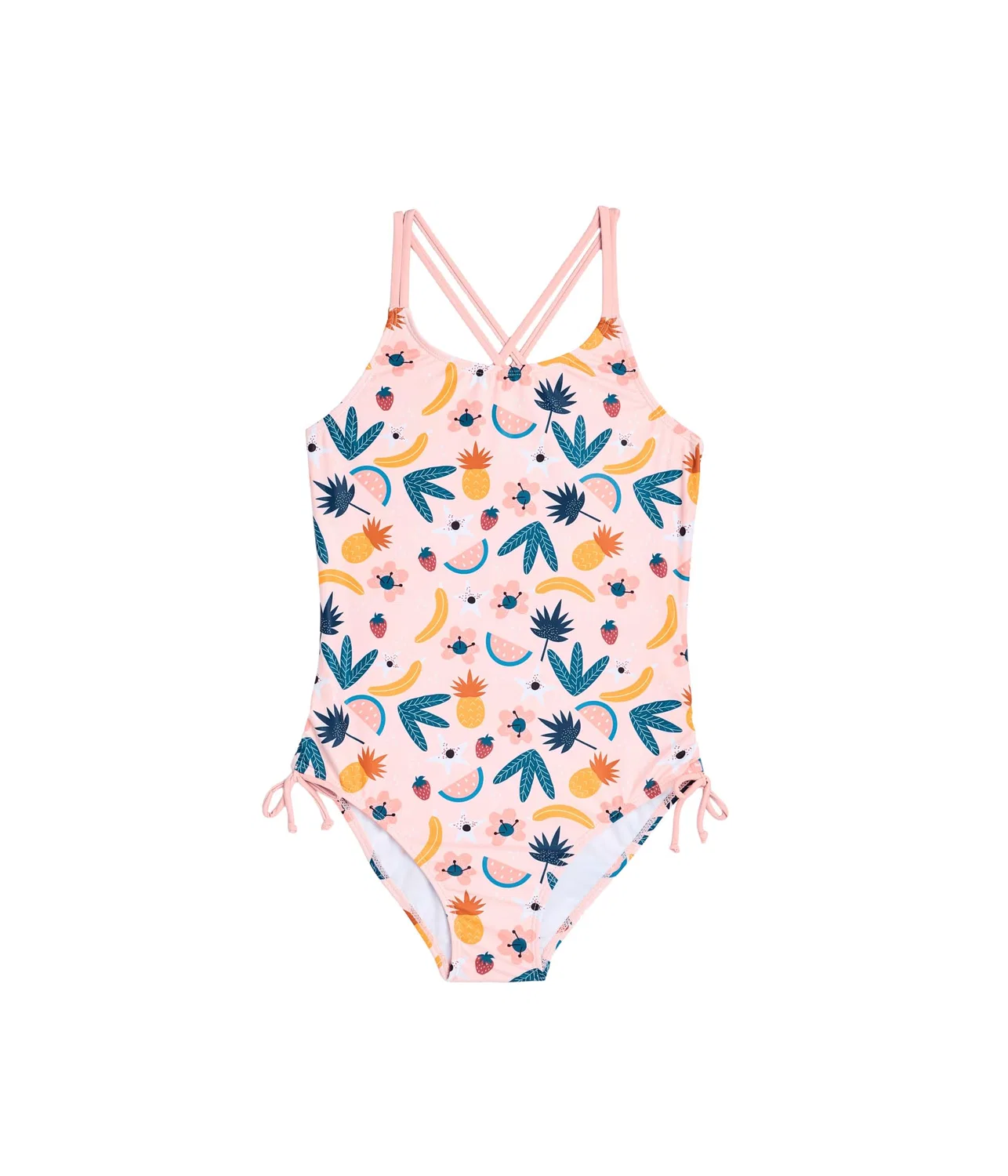 Слитный купальник с рисунком фруктов (для маленьких детей) Deux Par Deux, Pink Printed Fruits