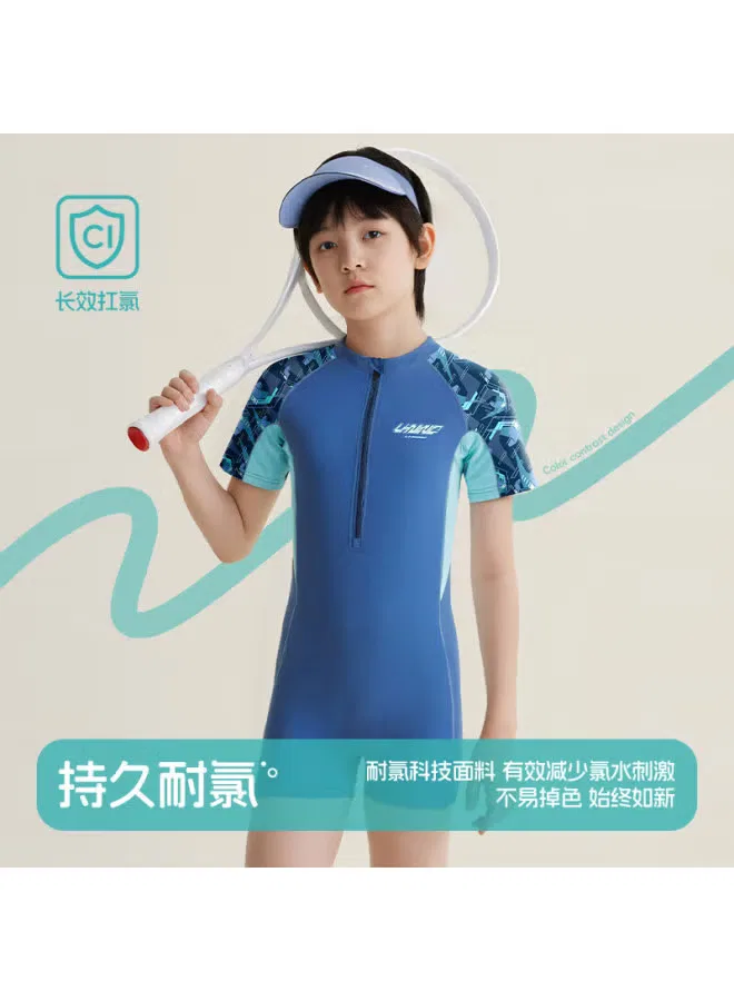 Плавки детские спортивные с коротким рукавом 8511 Li-Ning, серо-зеленый
