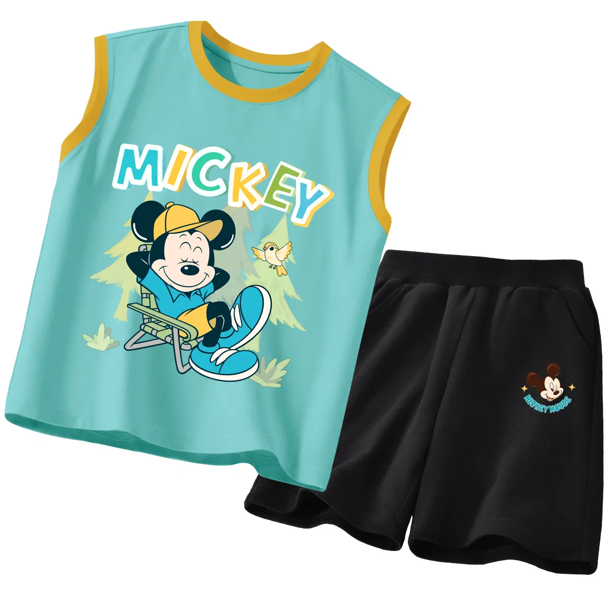 Костюм спортивный с принтом, Disney, Di Bird Tree Orange Blue+Di Cute Star K Black