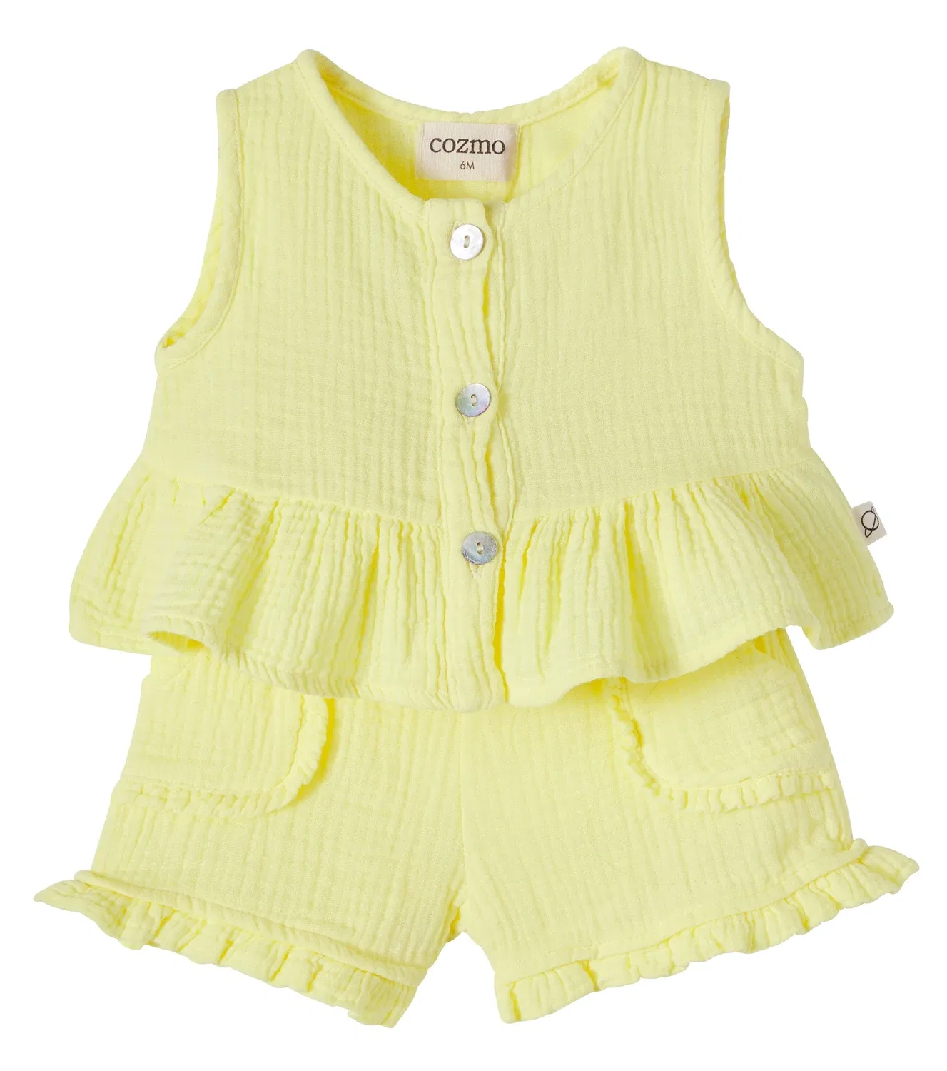Комплект из топа и шорт хлопковый Baby Posy Cozmo, желтый