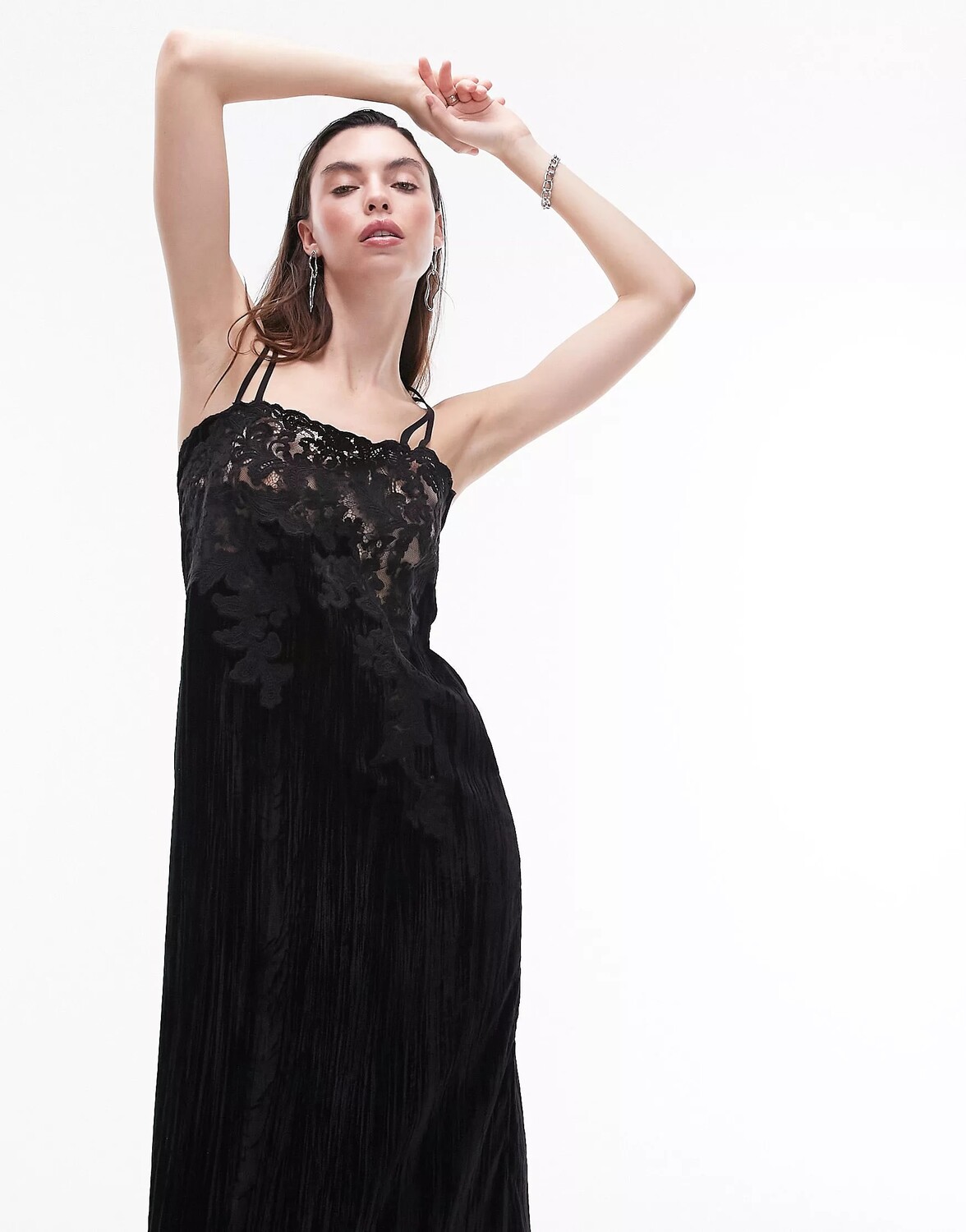 

Платье Topshop Velvet And Lace Midi Slip, черный