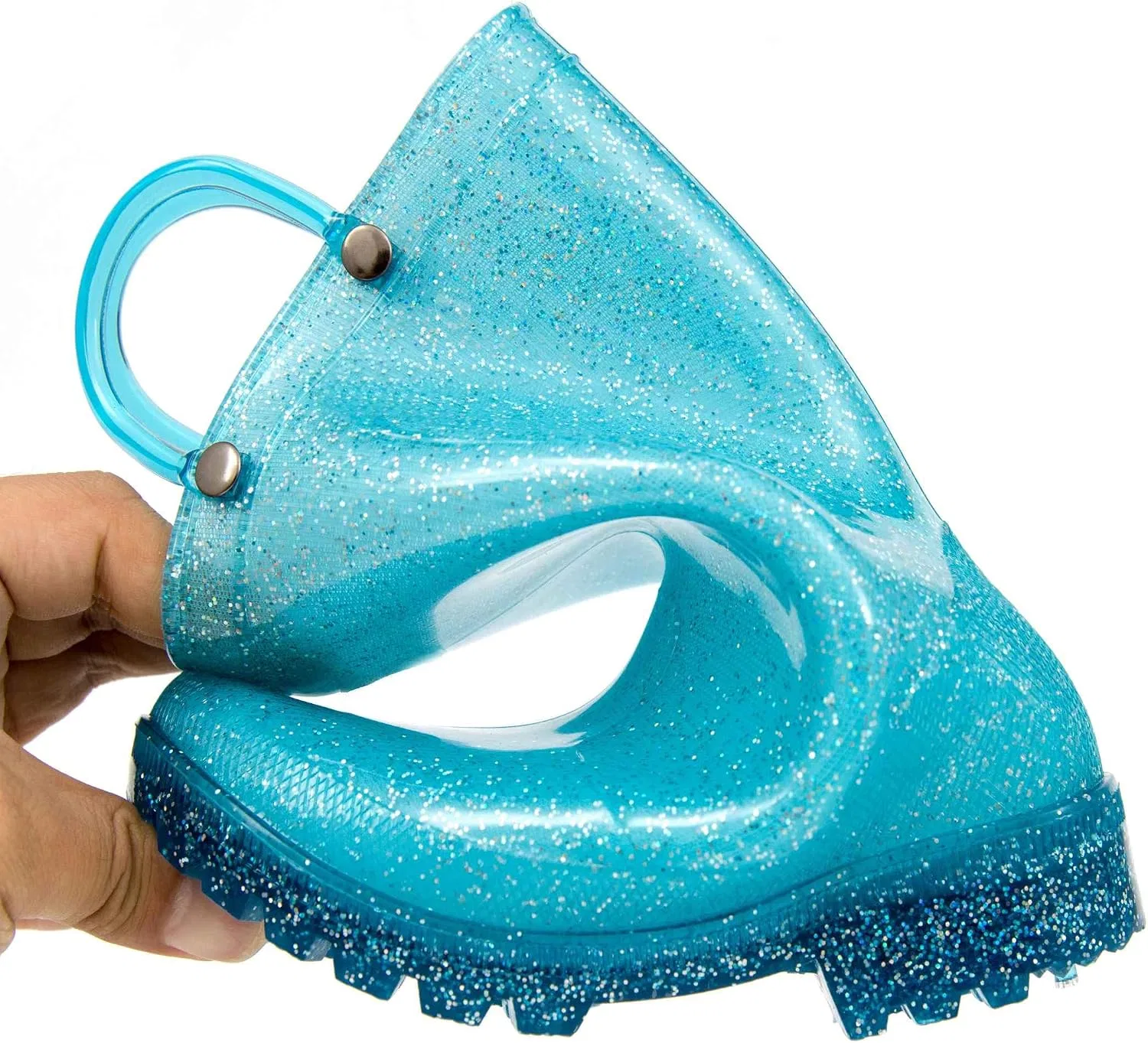 Детские сапоги для девочек с подсветкой HugRain, Blue Glitter — фото 2