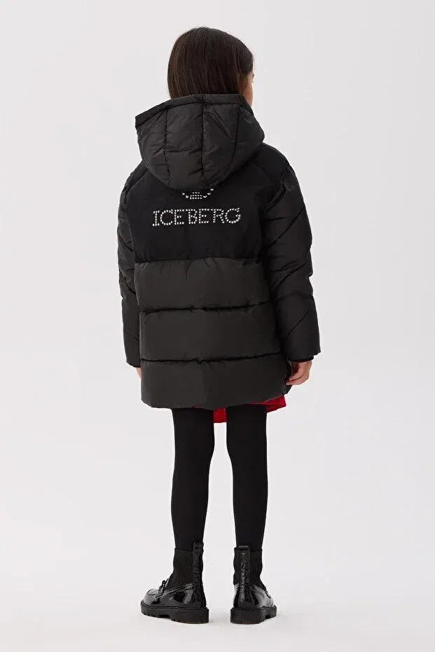 Детское пальто для девочек с кружевным воротником Iceberg, Black — фото 4