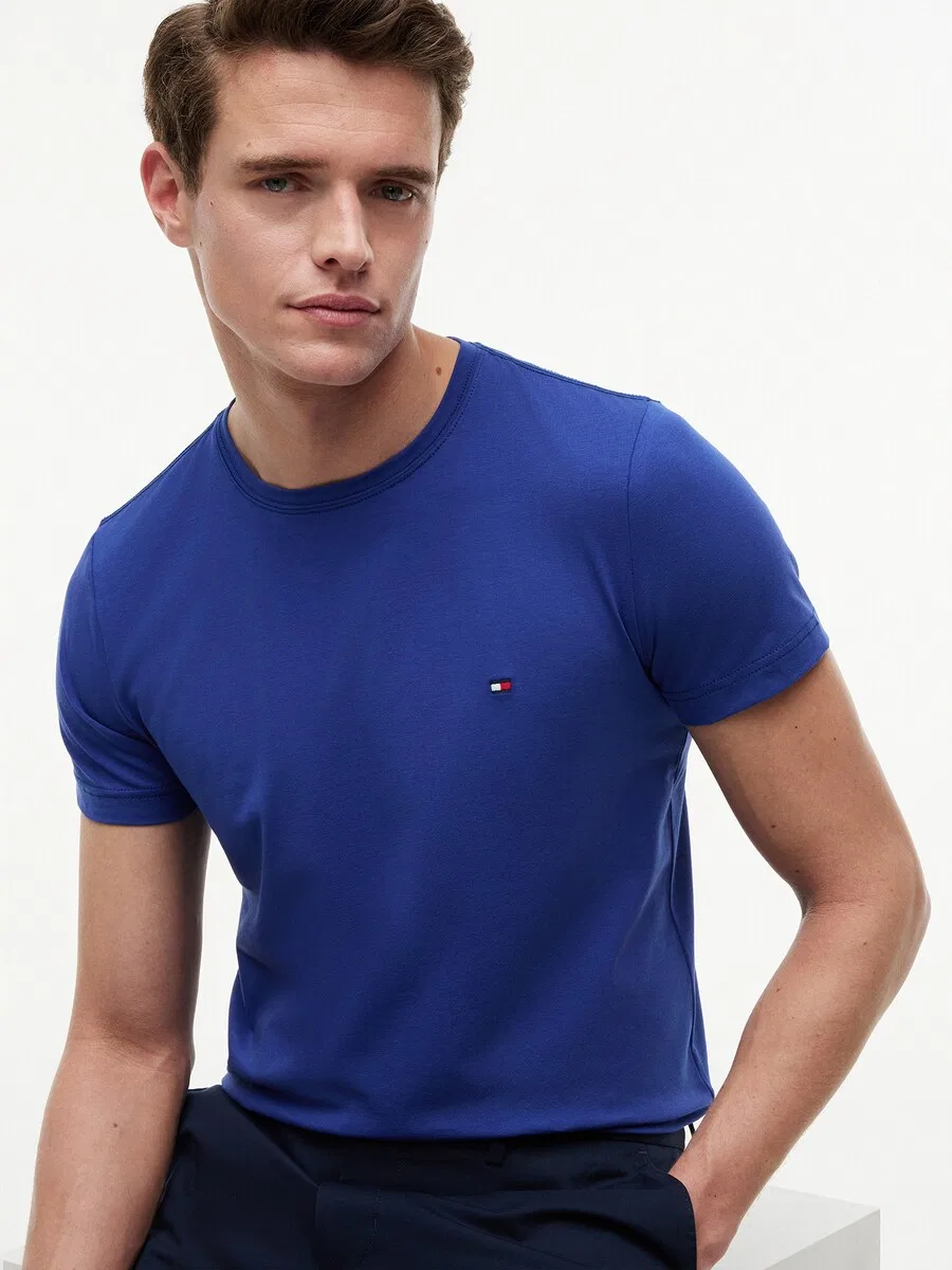 Рубашка TOMMY HILFIGER Slim fit 'Flag Embroidery Slim' темно-синего цвета — фото 3