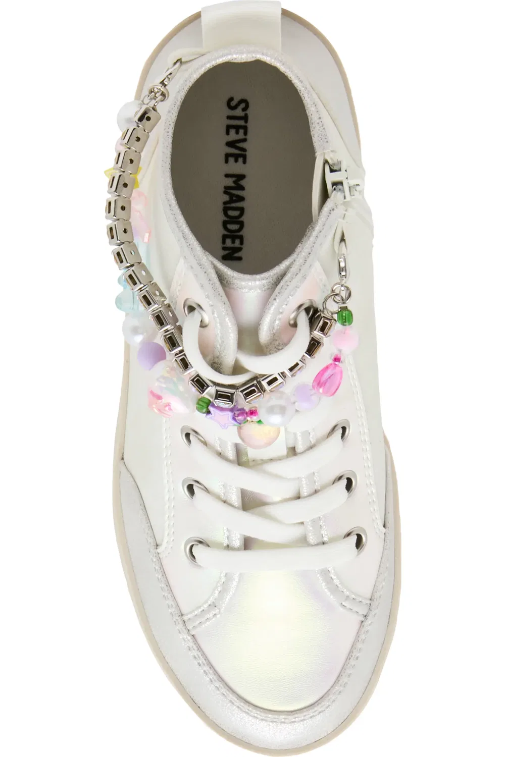 Кеды детские высокие с подвесками Jbelleza Steve Madden, белый мультиколор — фото 4