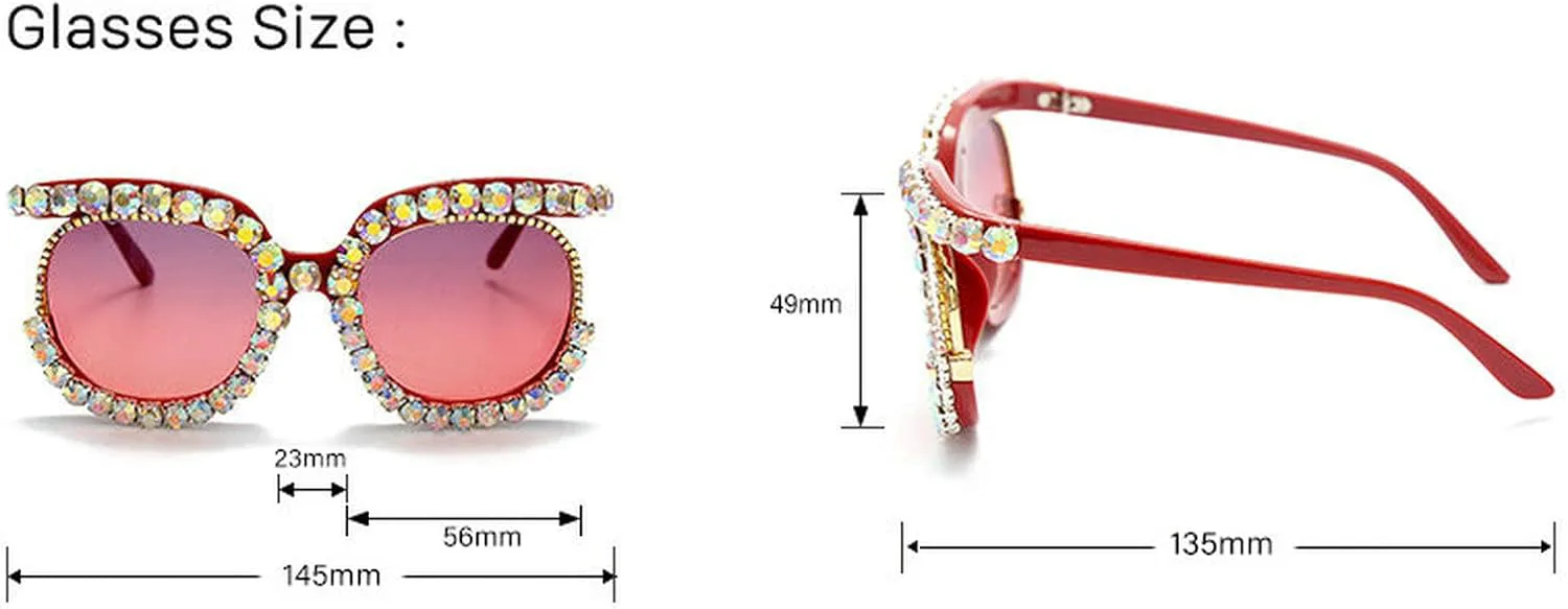 

Солнцезащитные очки COTIA с круглыми бриллиантами для женщин, большие, в стиле панк, с кристаллами и стразами, винтажные, с защитой от УФ-излучения UV400, Red Diamond
