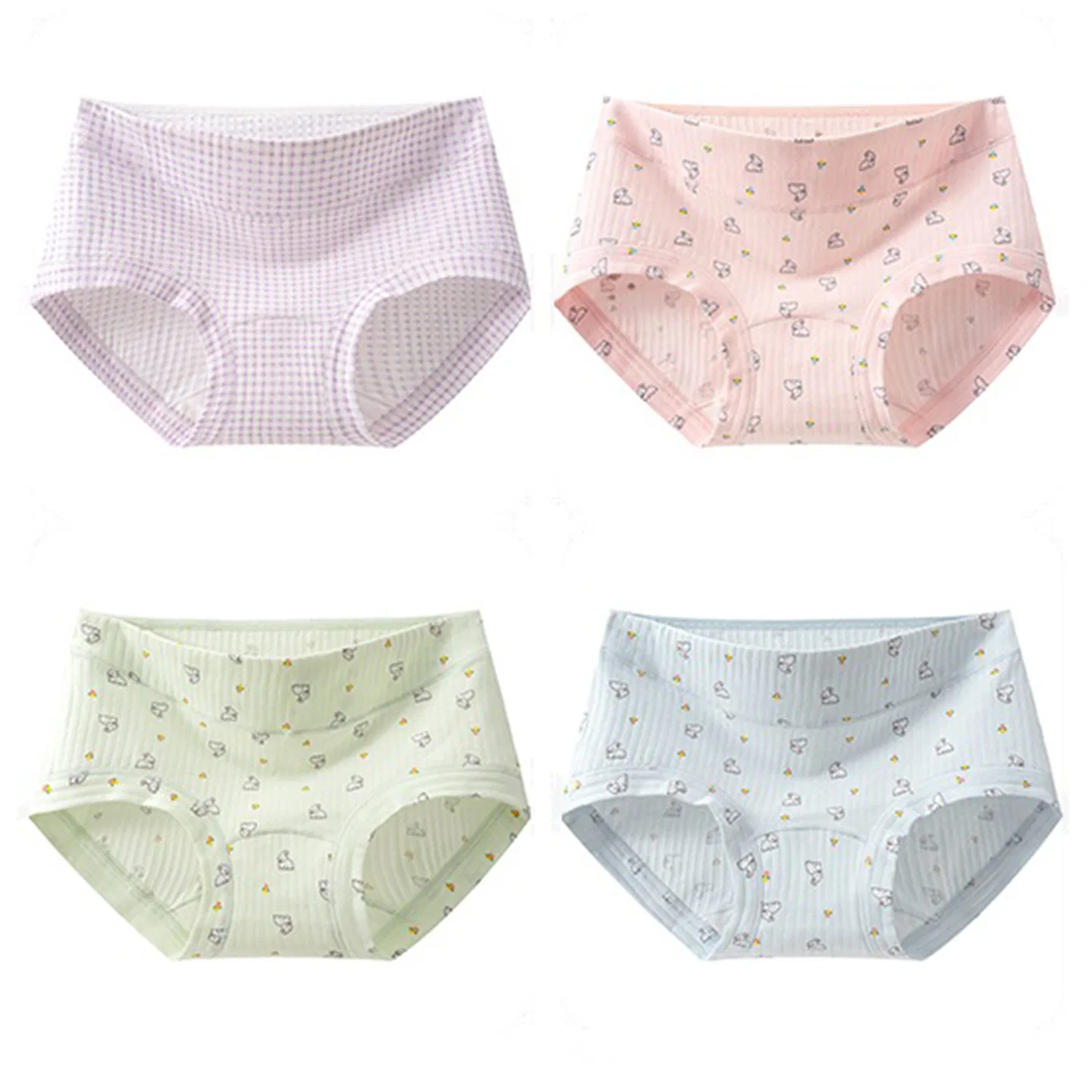 Детские трусы для девочек хлопковые с принтом Pastoral Style Red Bean, Purple Diamond Pink Bunny Green Bunny Blue Bunny