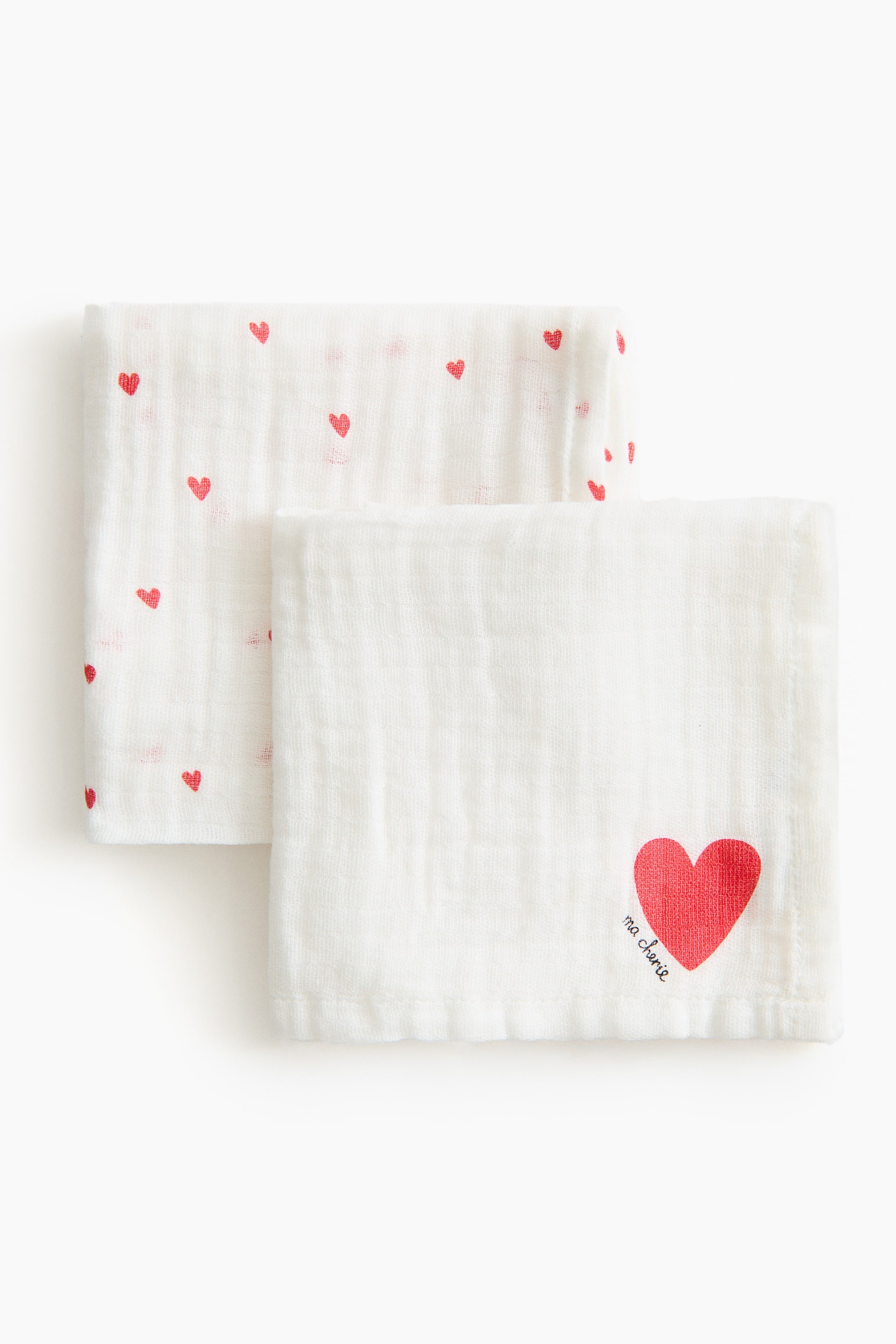 

Набор салфеток H&M Muslin Cloth, 2 штуки, 40x40 см, белый/красный