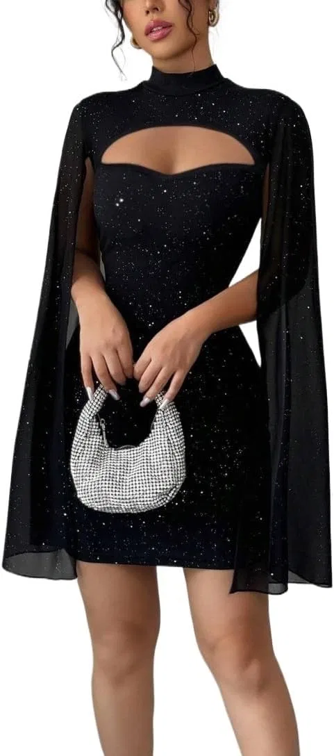 Женское мини-платье bodycon с воротником-стойкой, Black