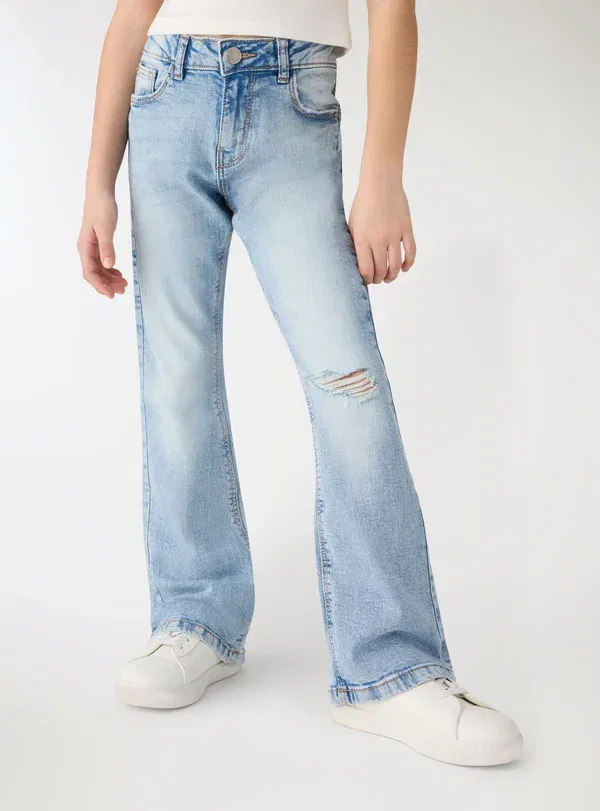 Брюки джинсовые Flared Jeans Terranova, Var Blu Denim Chiaro, светло-голубой — фото 2