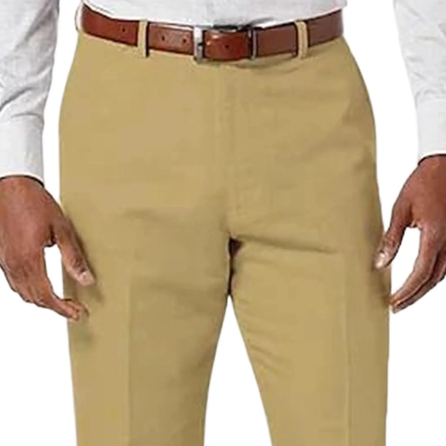 Мужские брюки классические с эластичной талией, Slim Fit, коричневый — фото 3