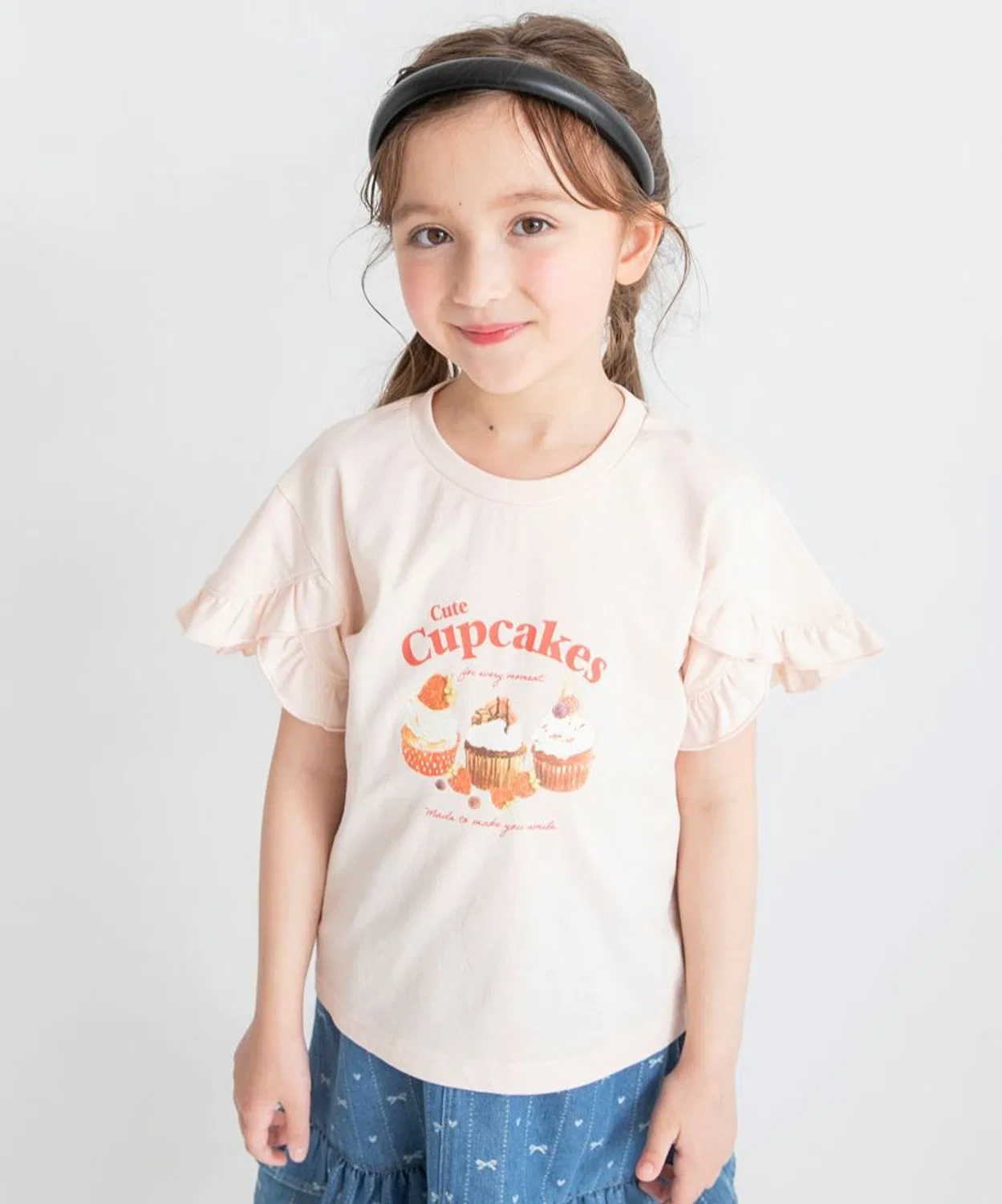 Детская футболка с коротким рукавом с принтом и воланами, модель Frill Sleeve Assort, branshes, Pink