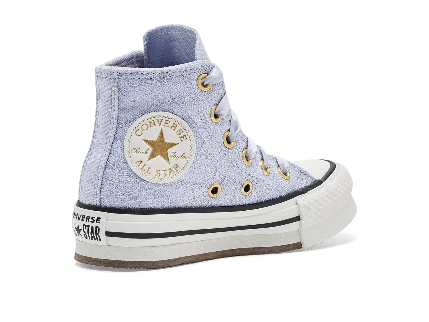 Кеды Chuck Taylor All Star Lift Platform Lace (для маленьких детей) Converse Kids, Almost Lavender/Gold — фото 4