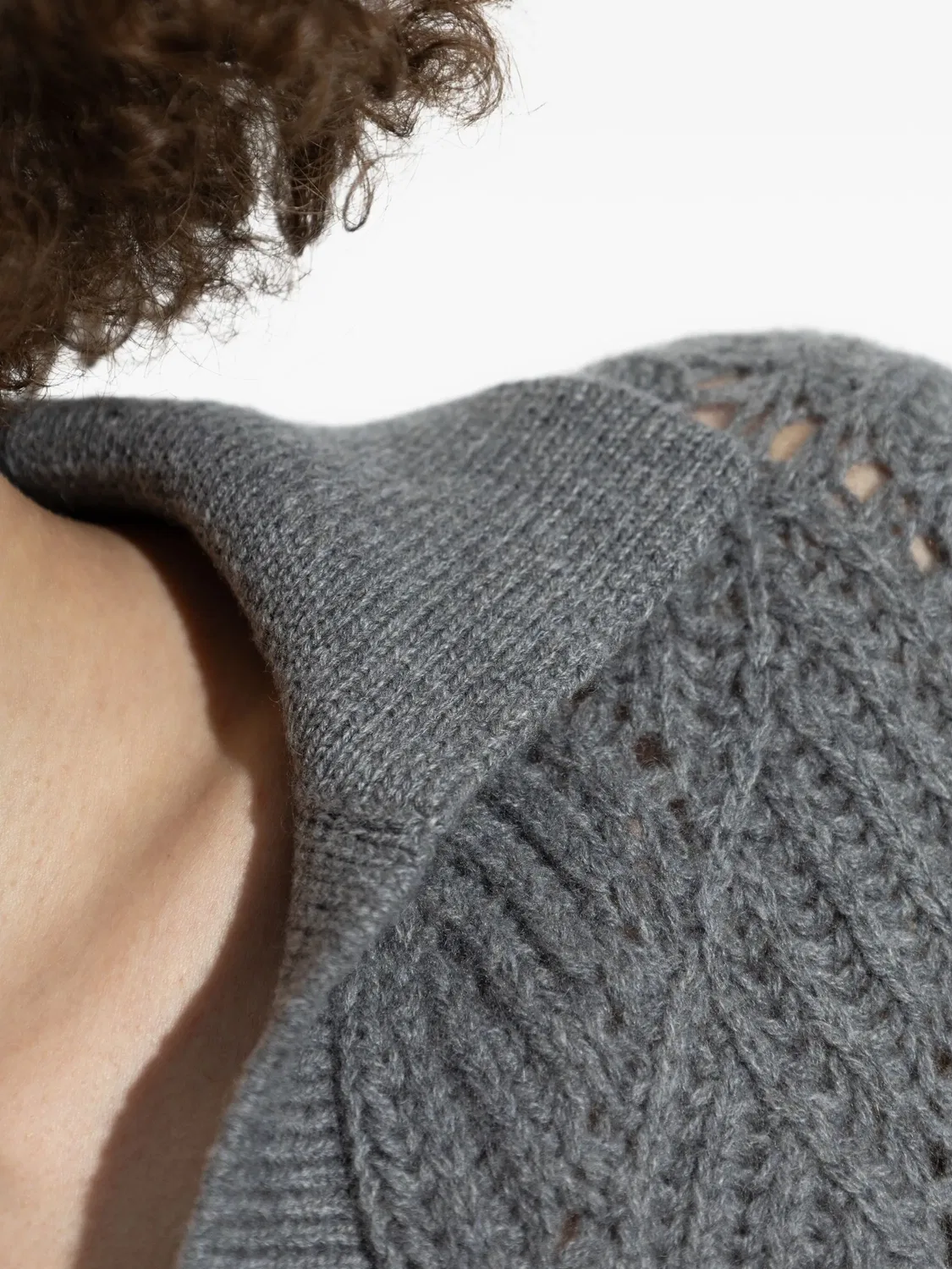 Свитер с cable-knit из кашемира ETRO, серый — фото 2