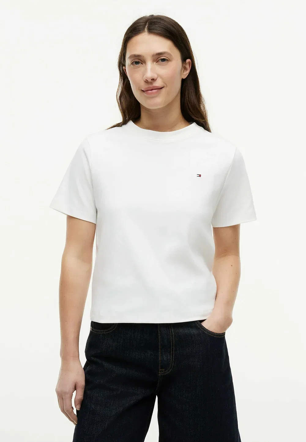 Футболка свободного кроя из трикотажа - базовая футболка Tommy Hilfiger, Ecru