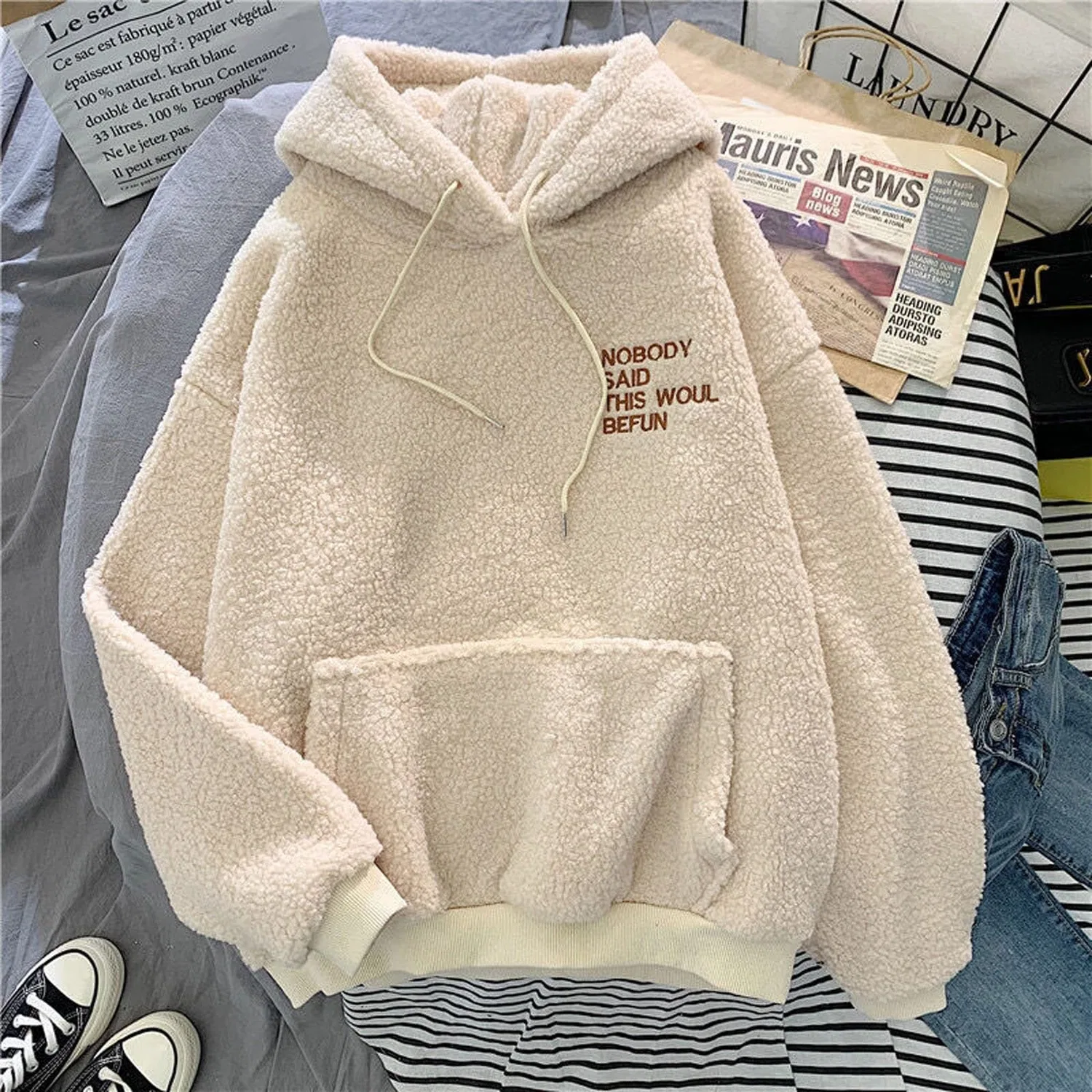 Женское зимнее пальто с молнией и цветочным принтом, Beige — фото 3