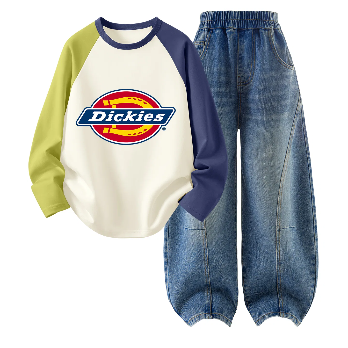Детский комплект спортивной одежды с принтом Dickies, Pink Purple Denim Light Blue — фото 3