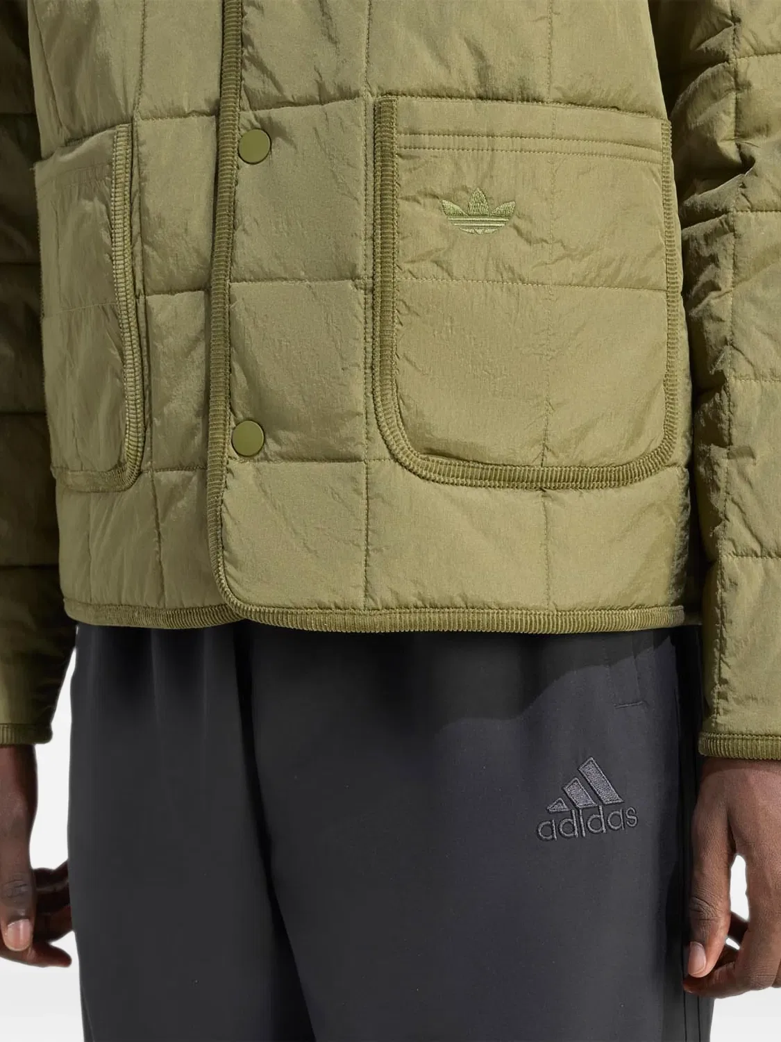 Куртка стеганая зеленая Adidas, зеленый — фото 4
