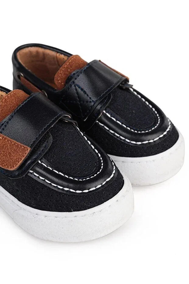 Детские повседневные туфли на плоском ходу с велькро Civil Boys, Navy Blue — фото 3