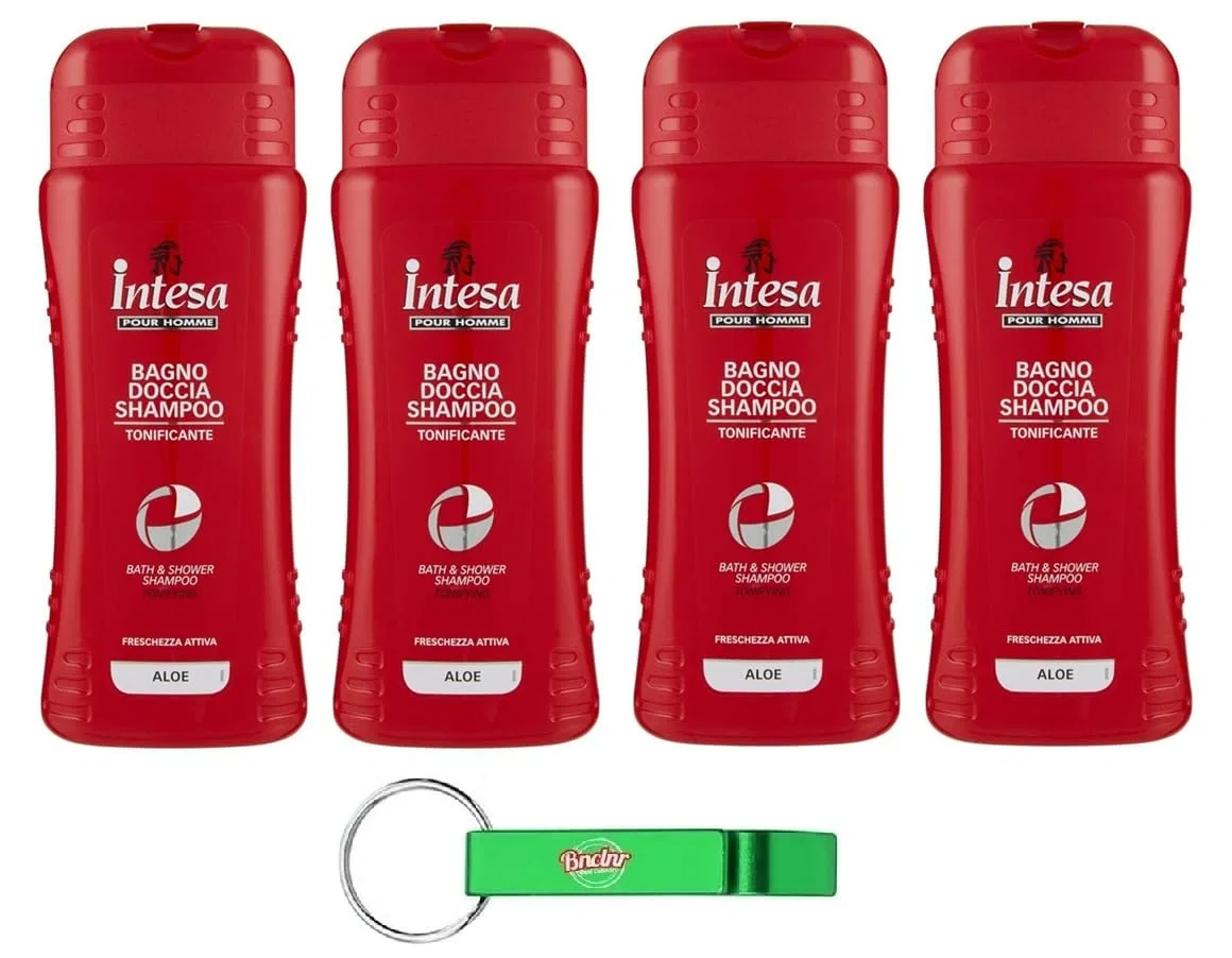 Гель для душа и шампунь Intesa Pour Homme Aloe, тонизирующий, 500 мл x4, Beni Culinari, Aloe Vera