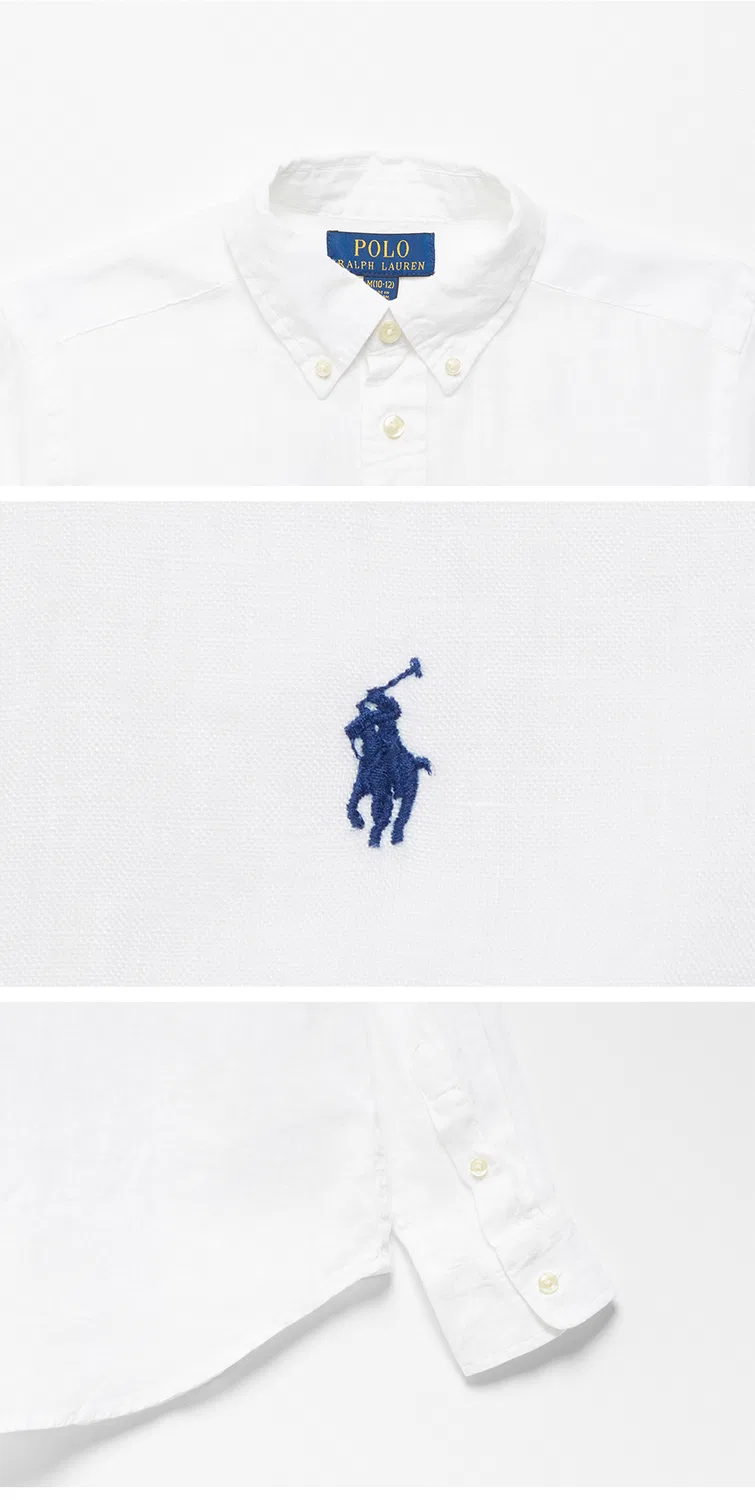 Детская льняная рубашка белая от Polo Ralph Lauren Children — фото 4